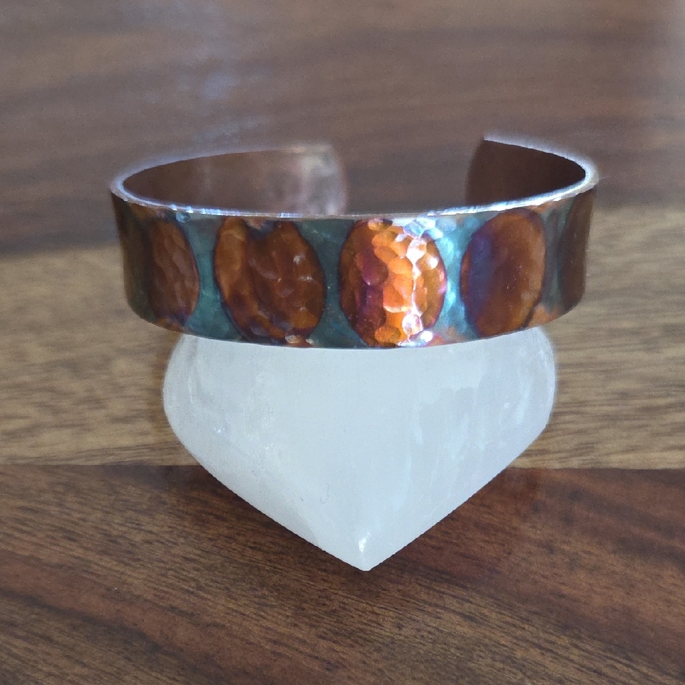 Flame Painted Multi Colored Copper Cuff Bracelet - image 1